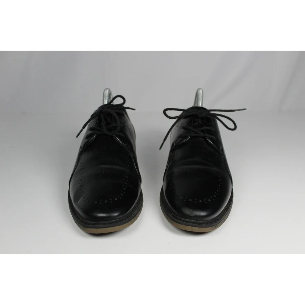 Borelli Kids Black Lace Up Dress Shoes Perforated Toe Oxford Derby Size 4